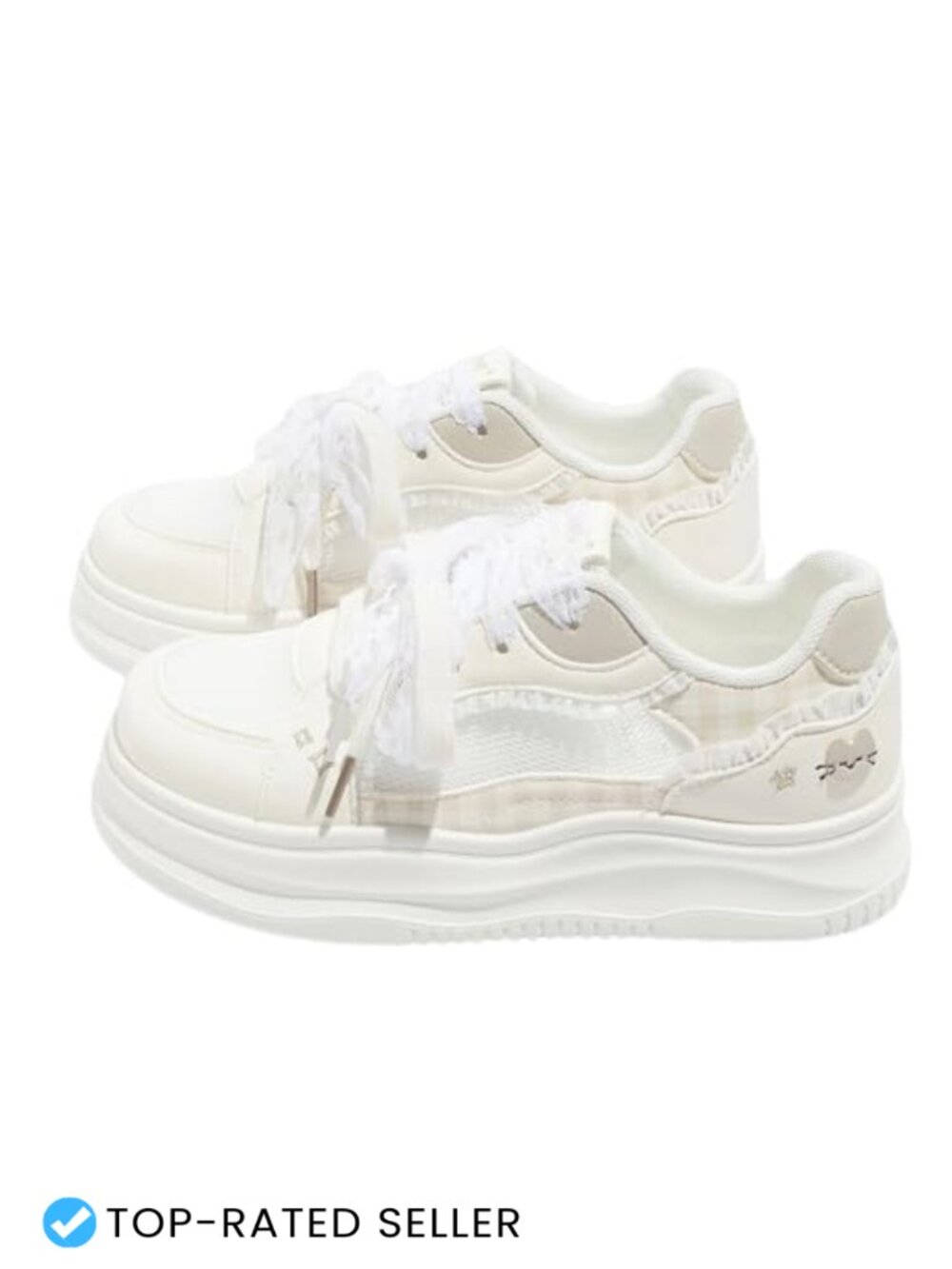 Lace Bow Platform Sneakers Womens Casual Walking Shoes Cushioned Insole